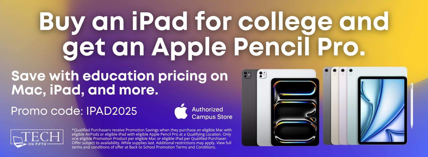 Click to shop iPads. Use code IPAD2025 during payment options if cart contains an Apple Pencil Pro and iPad to receive a $119 discount.
