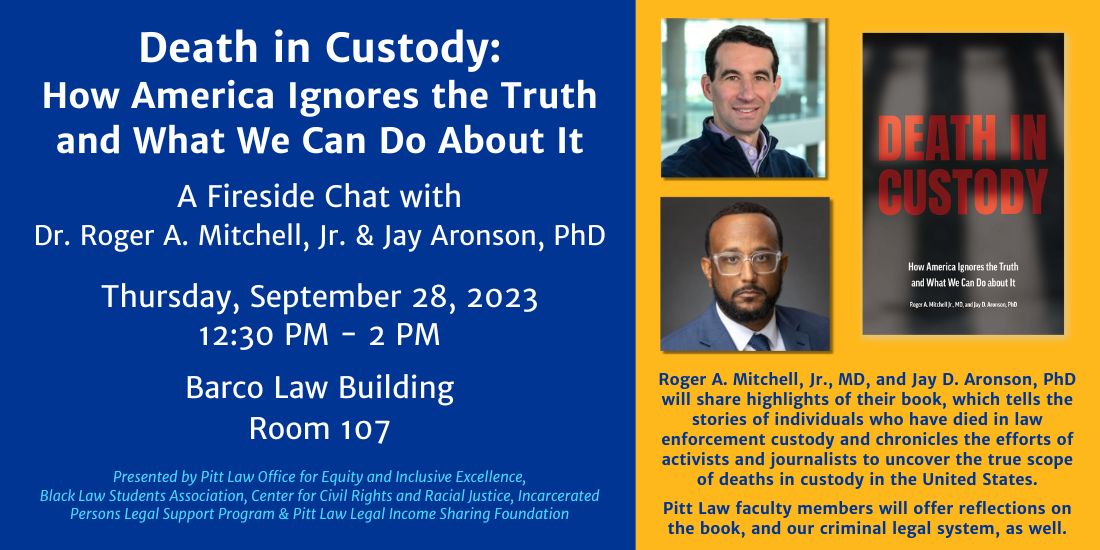 Pitt Law Death In Custody book event banner