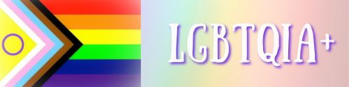 image of the Progress pride flag with intersex symbol on the left, and a soft pastel rainbow background on the right with white text overlaid reads LGBTQIA plus