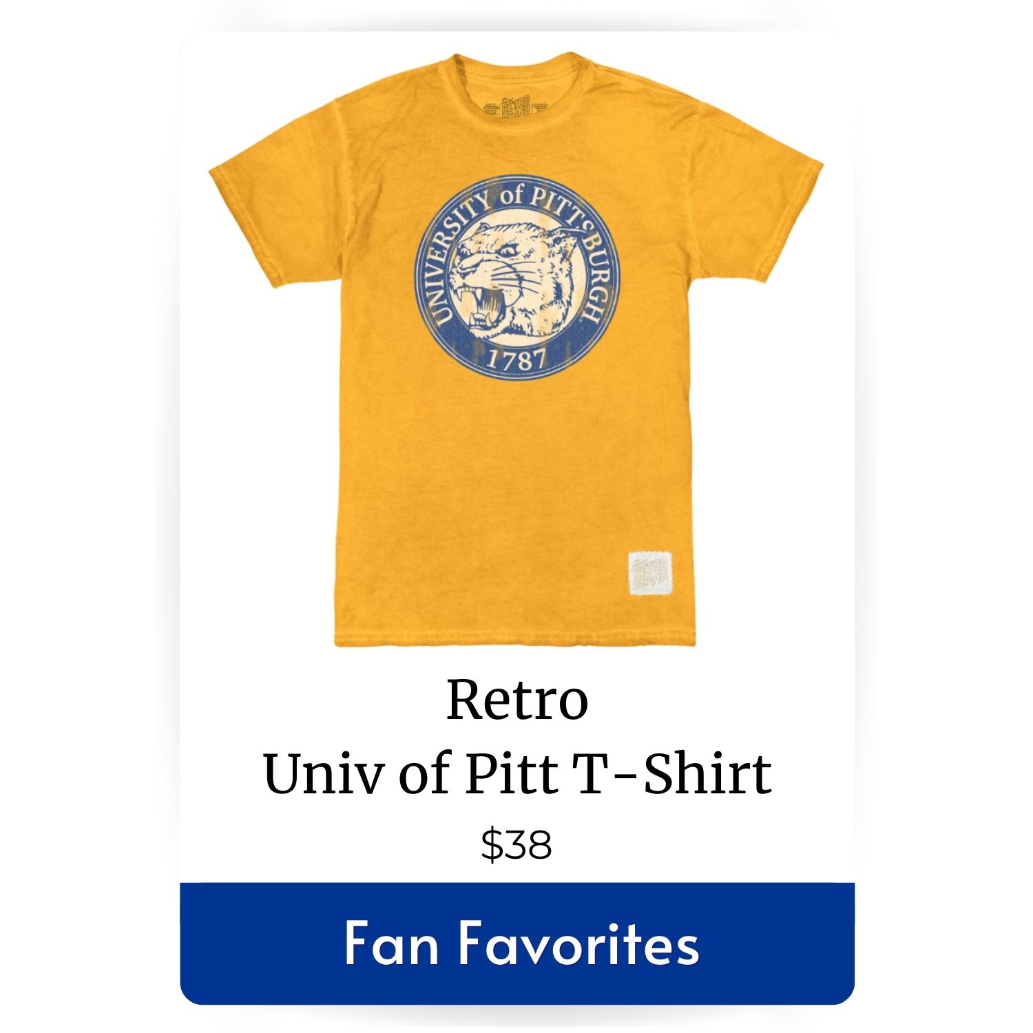 featured product fan favorite Retro University of Pitt Vintage T-Shirt 38 dollars