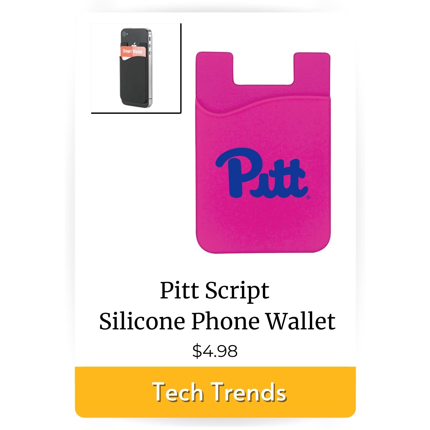 tech trends featured product pitt script pink silicone wallet 4.98 dollars