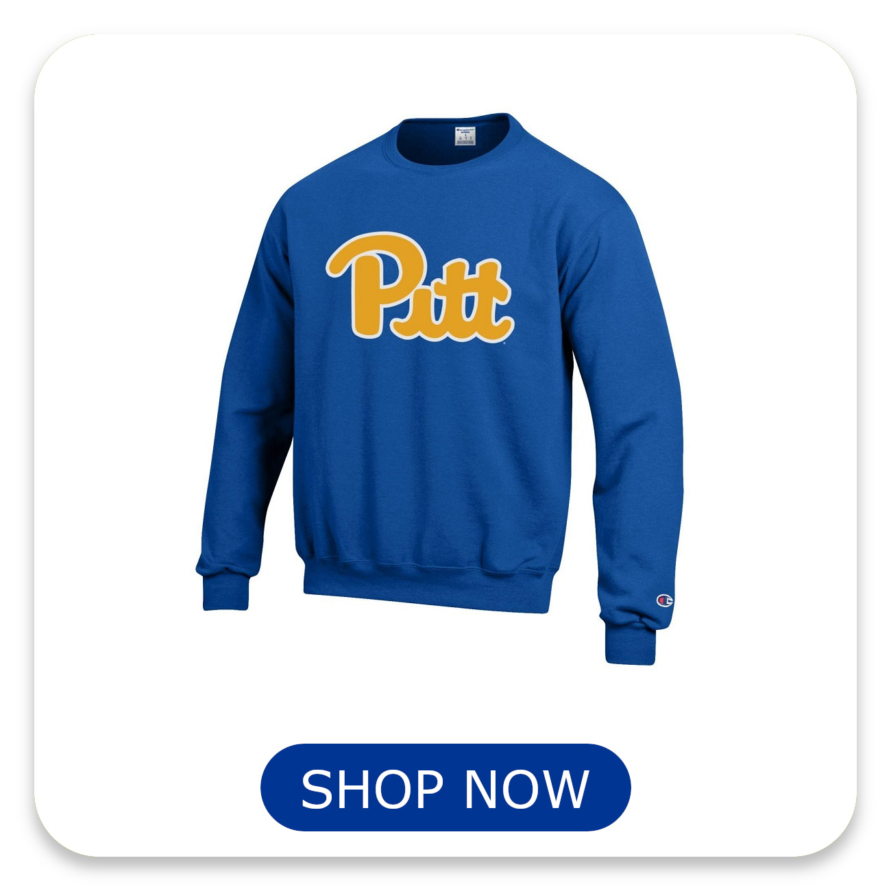 Featuring our royal Pitt Script Champion powerblend crewneck. Click to see more detail! 
