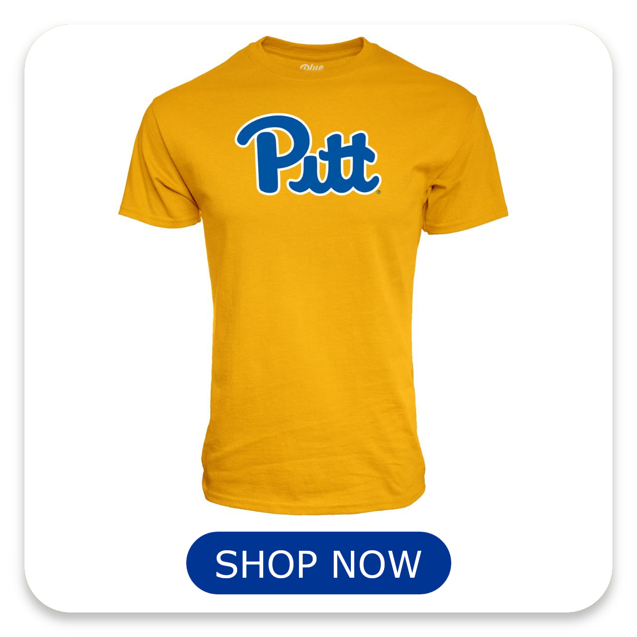 Featuring our Gold Blue 84 Ring spun Tee Pitt Script. Click to see more detail!