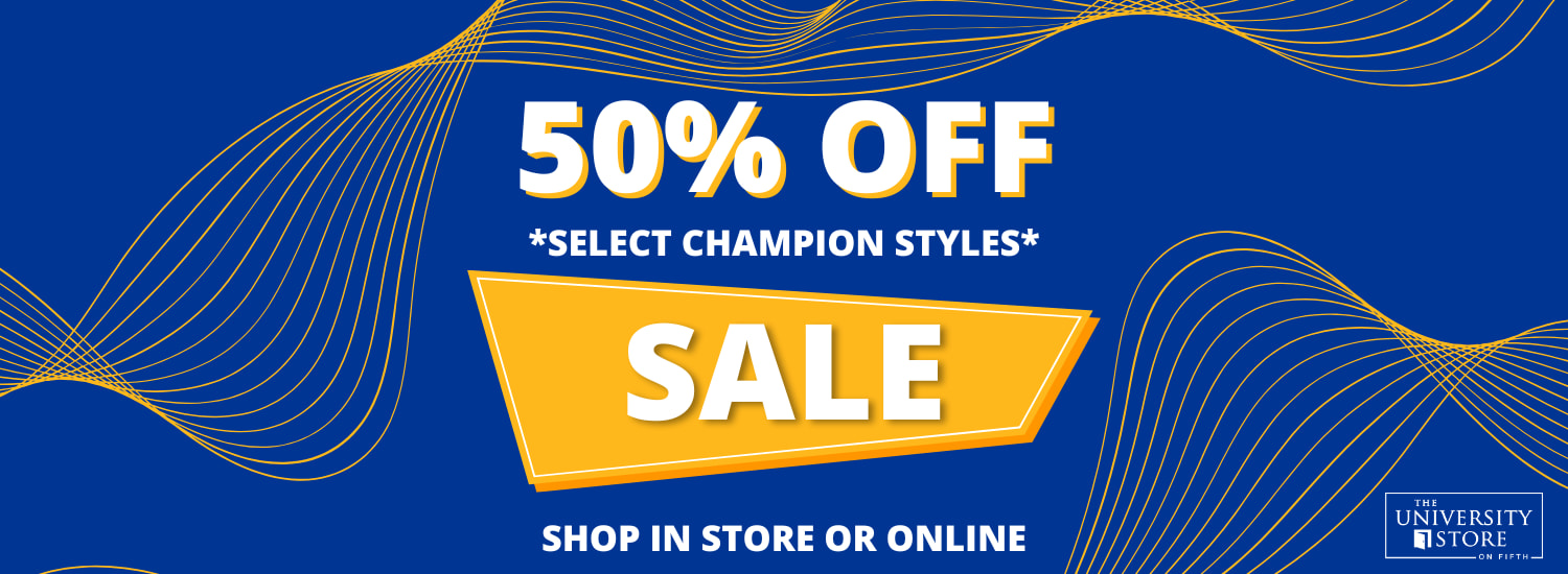 Click to shop 50% off select champion items.